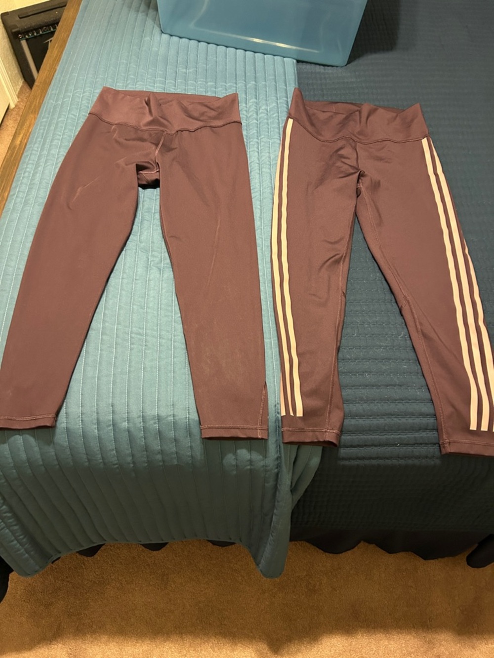 adidas Maroon Stripe active Capri Leggings L